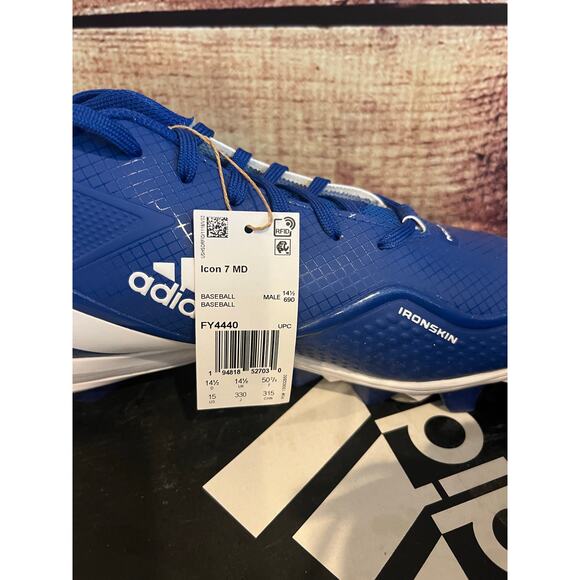 Adidas FY4440 Icon 7 MD Ironskin Low Top Baesball Cleats Royal Blue Sz 15 NWT - Picture 5 of 5
